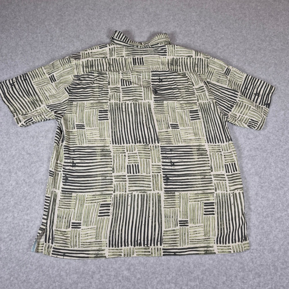 Tommy Bahama Button Up Shirt Mens Large Green 100% Silk Block Print Short Sleeve - Picture 5 of 7